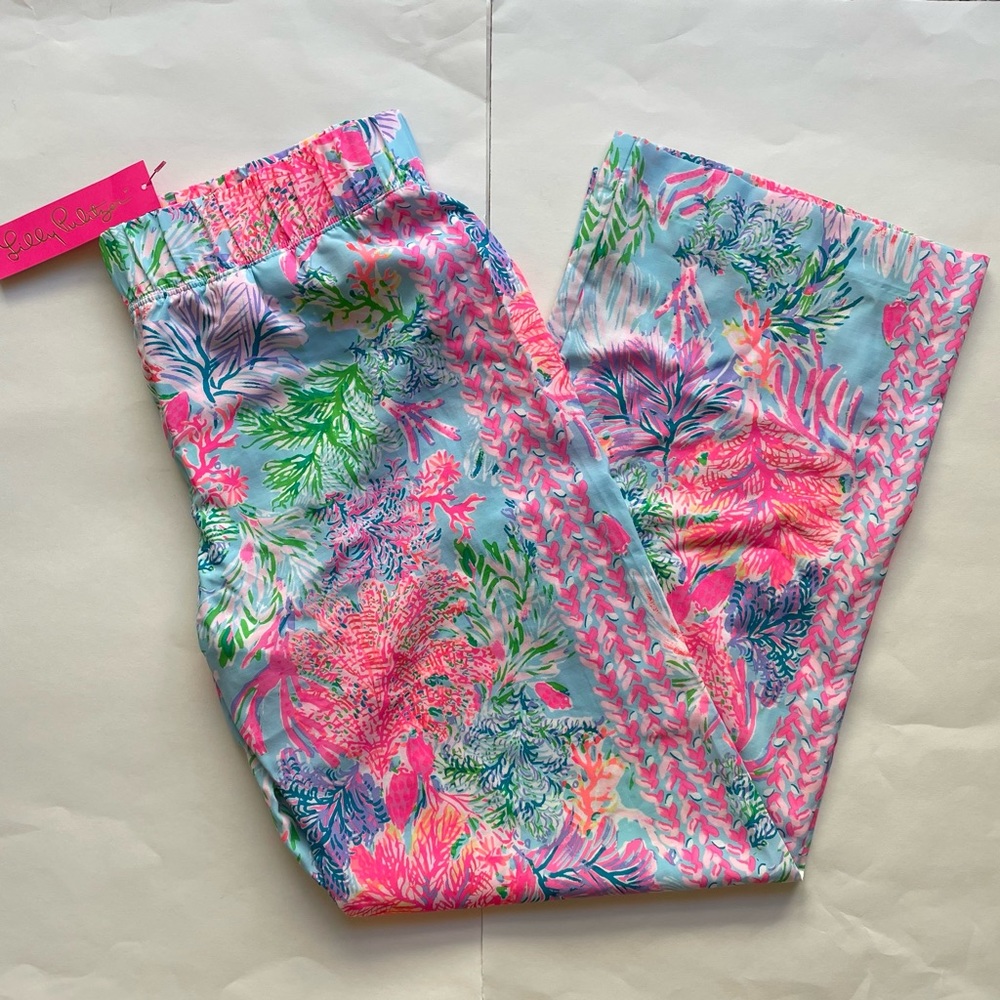 NWT Lilly Pulitzer Bal Harbour Palazzo Pants Celestial Blue Size Medium - Picture 2 of 4